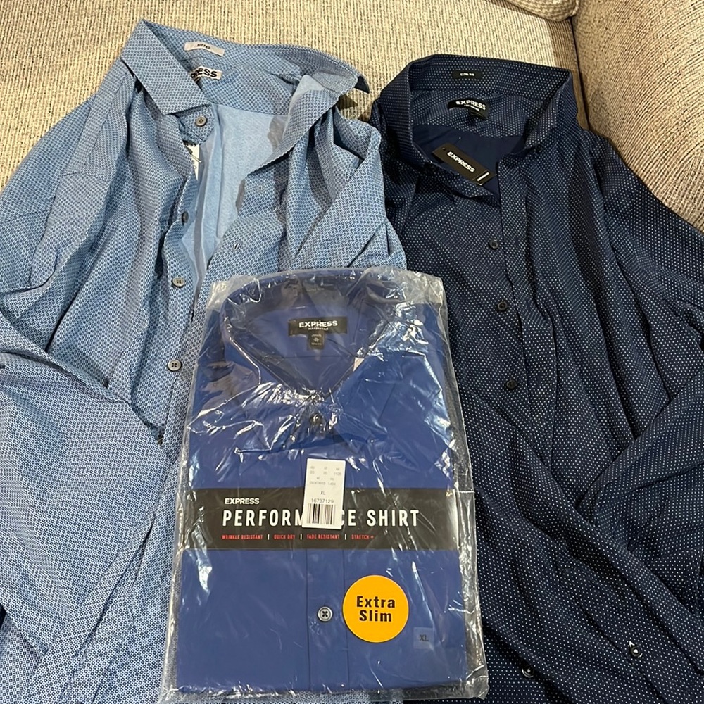 NWT mens blue dress shirt bundle size XL